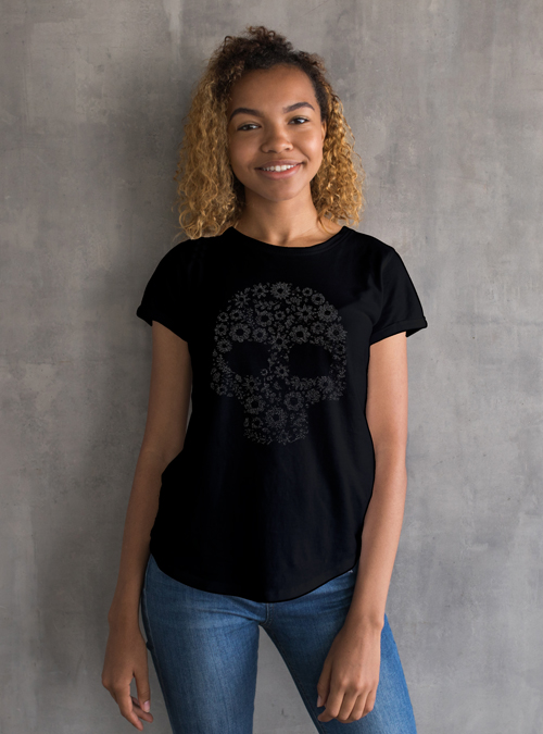 T-shirt Black Skull Glitter